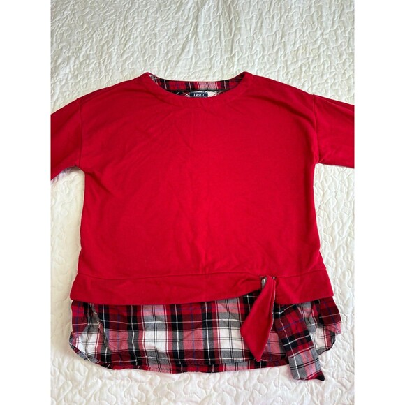 Izod Sweaters - IZOD Red Plaid Front Tie Long Sleeve Sweater size small